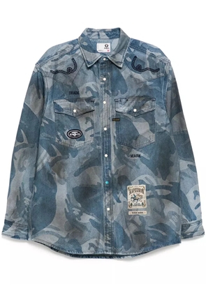 AAPE BY *A BATHING APE® moonface jacquard camo denim shirt - Blue