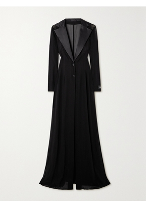 Dolce & Gabbana - Satin-trimmed Silk-blend Chiffon Coat - Black - IT38,IT42,IT46