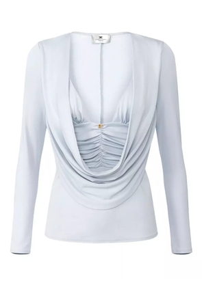 Elisabetta Franchi draped-detail long-sleeve blouse - Blue
