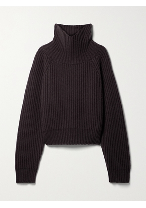 KHAITE - Lanzino Ribbed Cashmere Turtleneck Sweater - Brown - x small,small,medium,large,x large