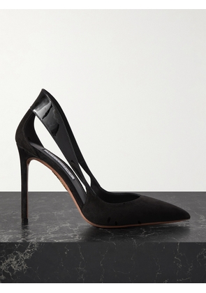 Aquazzura - Dangerous Liasions 105 Cutout Patent Leather-trimmed Suede Pumps - Black - IT35,IT35.5,IT36,IT36.5,IT37,IT37.5,IT38,IT38.5,IT39,IT39.5,IT40,IT40.5,IT41,IT42