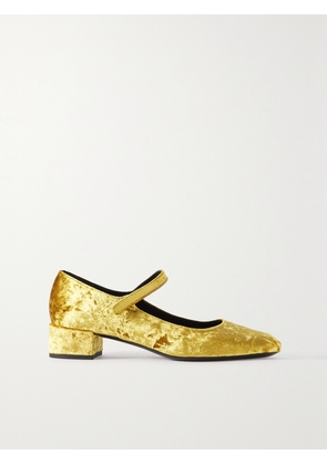 BY FAR - Ginny Crushed-velvet Mary Jane Pumps - Gold - IT35,IT36,IT37,IT38,IT39,IT40,IT41