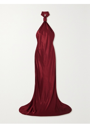 ANN DEMEULEMEESTER - Ingeborg Open-back Satin Halterneck Gown - Burgundy - IT36,IT38,IT40,IT42,IT44,IT46,IT48