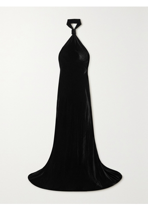 ANN DEMEULEMEESTER - Ingeborg Open-back Velvet Halterneck Gown - Black - IT36,IT38,IT40,IT42,IT44,IT46