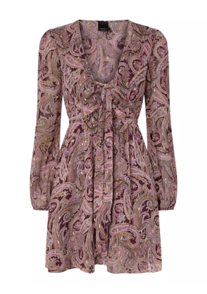 PINKO paisley-print tie-neck mini dress