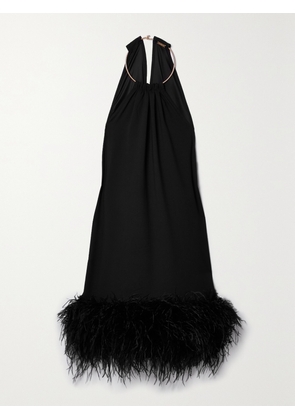 Cult Gaia - Reeves Feather-trimmed Embellished Crepe Mini Dress - Black - x small,small,medium,large,x large