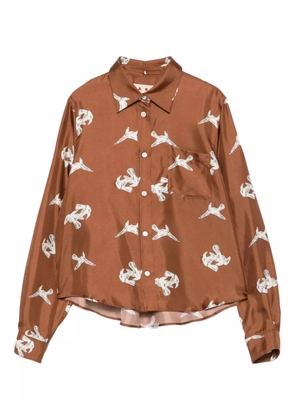 Marni bird-print shirt - Brown