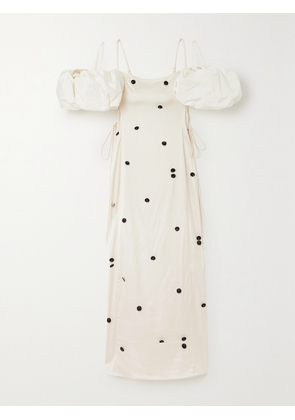 Jacquemus - Chouchou Polka-dot Satin Midi Dress - Off-white - FR 32,FR 34,FR 36,FR 38,FR 40,FR 42,FR 44