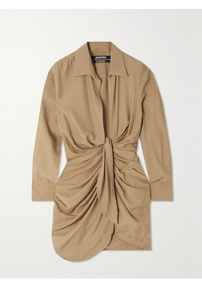 Jacquemus - Bahia Draped Knotted Twill Mini Dress - Neutrals - FR 32,FR 34,FR 36,FR 38,FR 40,FR 42,FR 44,FR 46