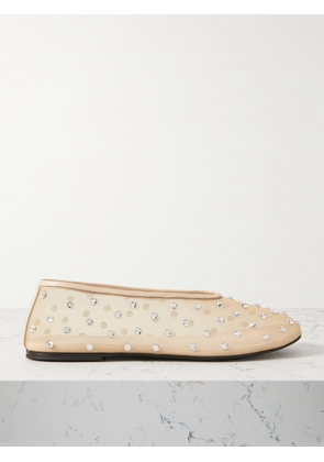 KHAITE - Marcy Crystal-embellished Mesh Ballet Flats - Neutrals - IT36,IT36.5,IT37,IT37.5,IT38,IT38.5,IT39,IT39.5,IT40,IT40.5,IT41
