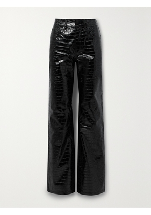 The Frankie Shop - Bonnie Croc-effect Faux Leather Straight-leg Pant - Black - x small,small,medium,large,x large