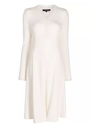 tout a coup ribbed V-neck midi dress - White