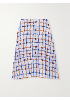 Marni - Printed Silk Crepe De Chine Midi Skirt - Blue - IT36,IT38,IT40,IT42,IT44,IT46,IT48