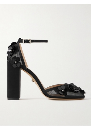 MACH & MACH - Satin-trimmed Embellished Mesh Pumps - Black - IT35,IT35.5,IT36,IT36.5,IT37,IT37.5,IT38,IT38.5,IT39,IT39.5,IT40,IT40.5,IT41,IT41.5,IT42