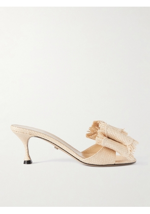 MACH & MACH - Cadeau Bow-embellished Raffia Mules - Neutrals - IT35,IT35.5,IT36,IT36.5,IT37,IT37.5,IT38,IT38.5,IT39,IT39.5,IT40,IT40.5,IT41,IT41.5,IT42