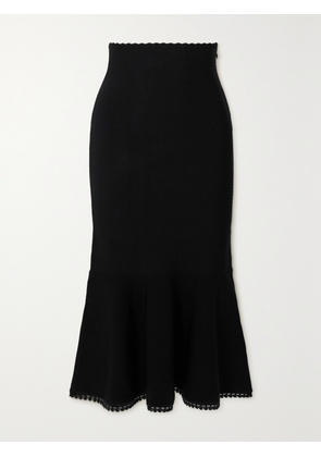 Victoria Beckham - Tiered Scalloped Pointelle-knit Skirt - Black - UK 4,UK 6,UK 8,UK 10,UK 12,UK 14,UK 16