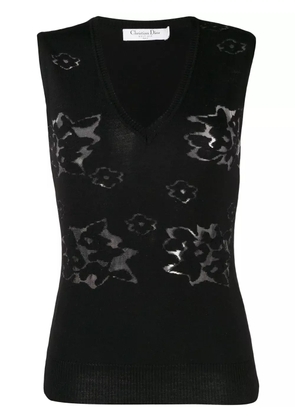 Christian Dior Pre-Owned 2000s knitted floral vest - Black
