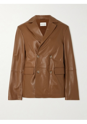 Loulou de Saison - + Net Sustain Davao Double-breasted Leather Blazer - Brown - x small,small,medium,large