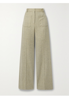 Victoria Beckham - Alina Wool-blend Twill Wide-leg Pants - Green - UK 4,UK 6,UK 8,UK 10,UK 12,UK 14