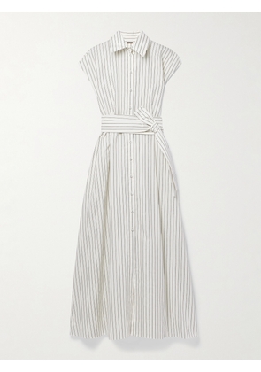 Adam Lippes - Dejeuner Metallic Striped Cotton-blend Poplin Maxi Shirt Dress - Ivory - US0,US2,US4,US6,US8,US10,US12,US14