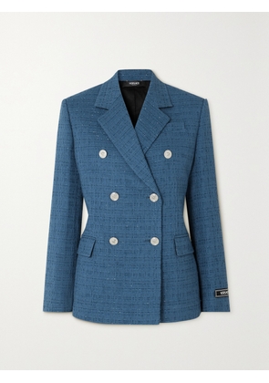 Versace - Double-breasted Metallic Cotton-blend Tweed Blazer - Blue - IT36,IT38,IT40,IT42,IT44,IT46