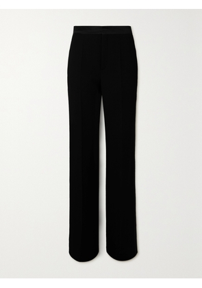 Chloé - Satin-trimmed Wool-crepe Straight-leg Pants - Black - FR 34,FR 36,FR 38,FR 40,FR 42,FR 44,FR 46