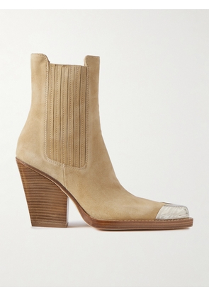 Paris Texas - Dallas Embellished Suede Ankle Boots - Neutrals - IT36,IT36.5,IT37,IT37.5,IT38,IT38.5,IT39,IT39.5,IT40,IT40.5,IT41,IT41.5,IT42