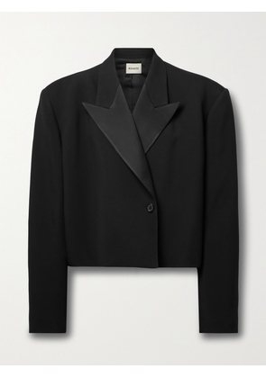 KHAITE - Raymond Cropped Satin-trimmed Crepe Blazer - Black - US0,US2,US4,US6,US8