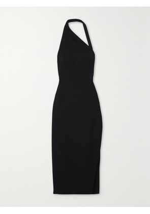 ST. AGNI - + Net Sustain Hudson Asymmetric Wool-blend Twill Halterneck Midi Dress - Black - x small,small,medium,large,x large