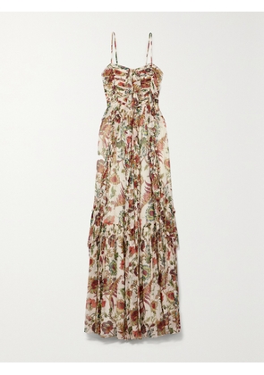 Ulla Johnson - Colette Ruffled Floral-print Silk-crepon Gown - Neutrals - US0,US2,US4,US6,US8,US10,US12