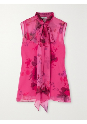 Erdem - Bow-detailed Silk-voile Top - Pink - UK 4,UK 6,UK 8,UK 10,UK 12,UK 14,UK 16,UK 18