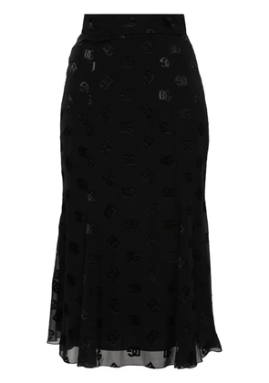 Dolce & Gabbana devoré godet midi skirt - Black