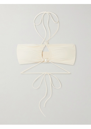 Magda Butrym - Cutout Faux Pearl-embellished Halterneck Bikini Top - Cream - FR 34,FR 36,FR 38,FR 40,FR 42