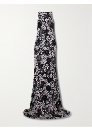 NAEEM KHAN - Embellished Tulle Gown - Black - US2,US4,US6