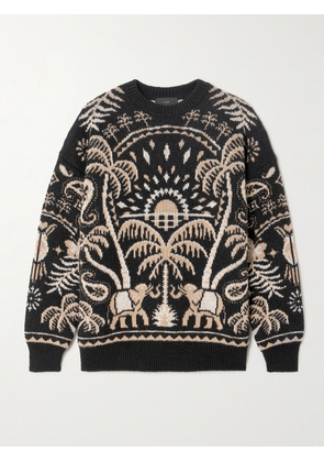 ALANUI - Lush Nature Jacquard-knit Cotton And Wool-blend Sweater - Black - x small,small,medium,large,x large