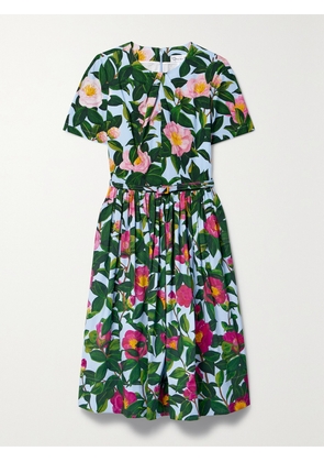 Oscar de la Renta - Belted Floral-print Cotton-blend Poplin Dress - Multi - US0,US2,US4,US6,US8,US10,US12,US14