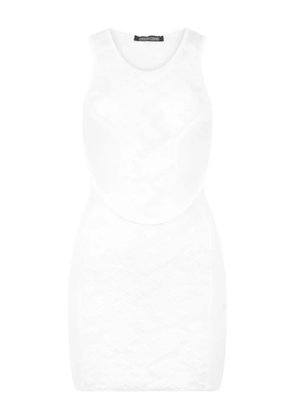 Roberto Cavalli patterned-jacquard mini dress - White