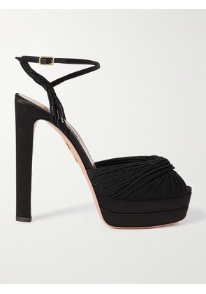 Aquazzura - Bellini Beauty 130 Twisted Satin Platform Sandals - Black - IT35,IT35.5,IT36,IT36.5,IT37,IT37.5,IT38,IT38.5,IT39,IT39.5,IT40,IT40.5,IT41,IT42