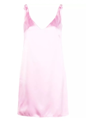 Nº21 ruched-straps V-neck satin dress - Pink