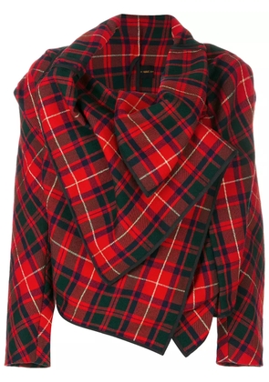 Comme Des Garçons Pre-Owned asymmetric tartan jacket - Red