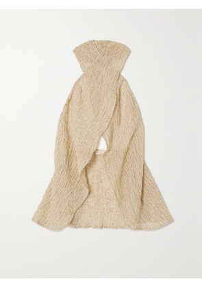 SAVANNAH MORROW THE LABEL - + Net Sustain Haveli Open-back Linen And Cotton-blend Wrap Top - Neutrals - xx small,x small,small,medium,large,x large