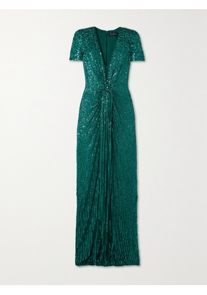 Jenny Packham - Momoka Embellished Sequined Tulle Gown - Green - UK 6,UK 8,UK 10,UK 12,UK 14,UK 16,UK 18