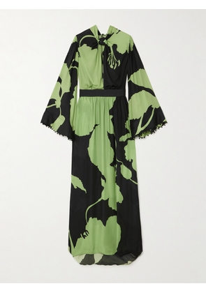 Johanna Ortiz - + Net Sustain Embellished Twist-front Floral-print Silk Maxi Dress - Green - US0,US2,US4,US6,US8,US10