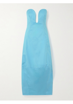 Cult Gaia - Chiara Strapless Panelled Cotton-blend Poplin Midi Dress - Blue - US0,US2,US4,US6,US8,US10,US12