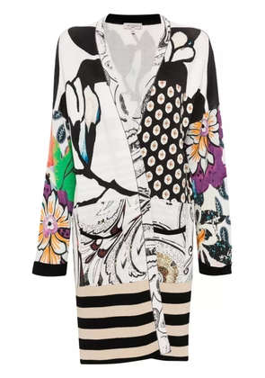 Etro Pre-Owned abstract-pattern midi coat - White