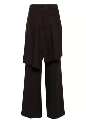 Goen.J asymmetric pleats detailed straight pants - Brown