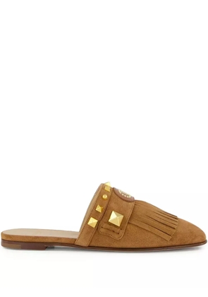 Valentino Garavani Plaster Caster fringed slide mules - Brown