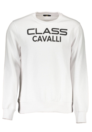 Cavalli Class White Cotton Men Sweater - XXL