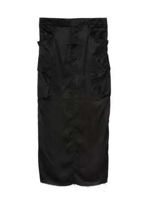 Rick Owens frayed-hem midi skirt - Black