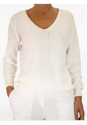 Gran Sasso embellished v-neck sweater - Neutrals